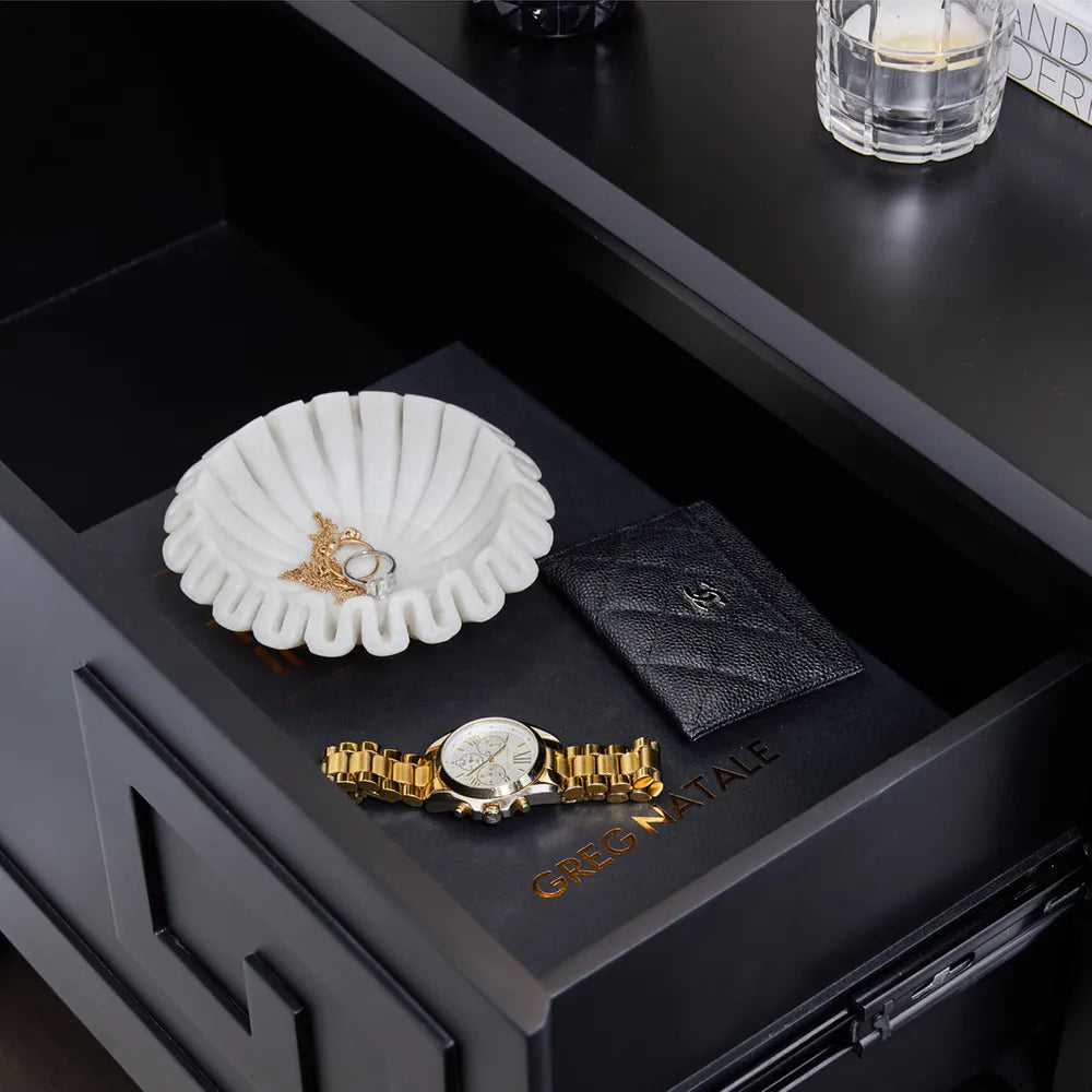 Greek Key Bedside Table - Black