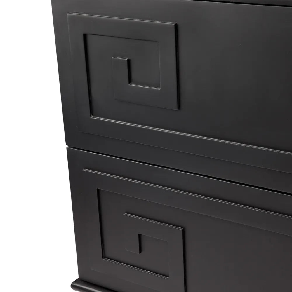 Greek Key Bedside Table - Black