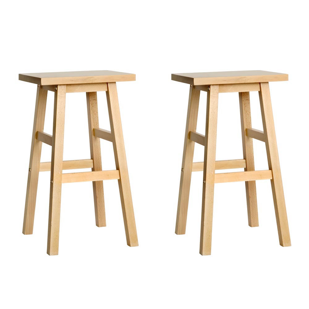 Set of 2 Baden Natural Wooden Bar Stools