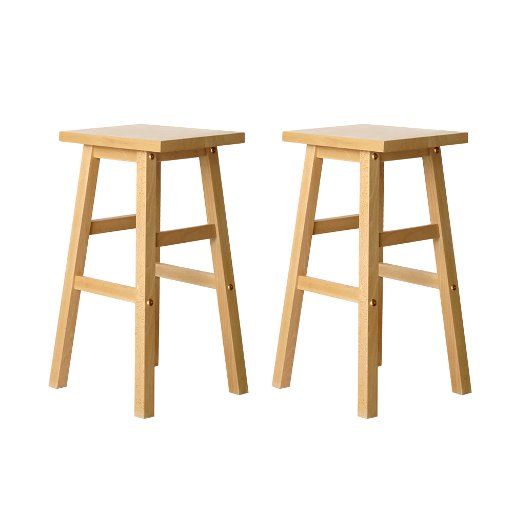 Set of 2 Baden Natural Wooden Bar Stools