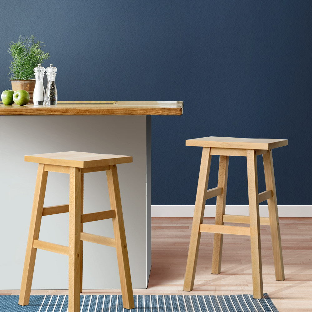 Set of 2 Baden Natural Wooden Bar Stools