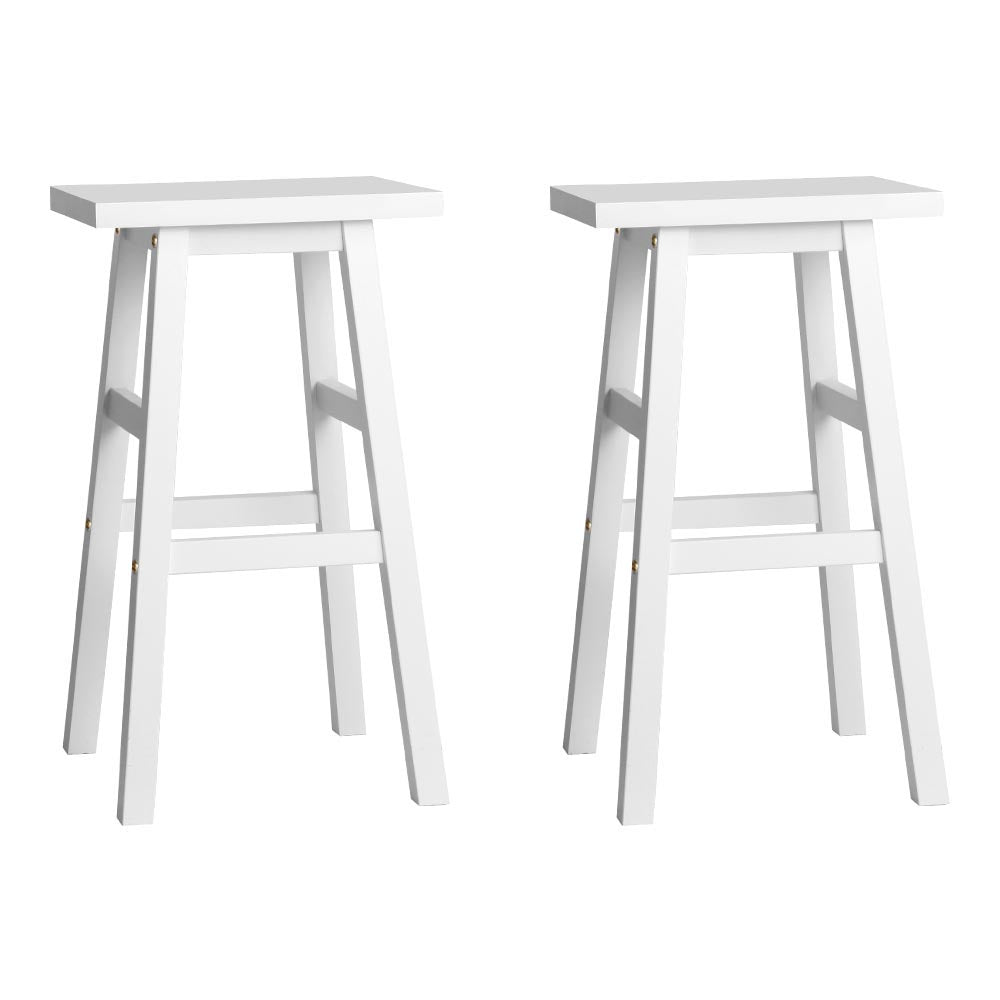 Set of 2 Baden White Wooden Bar Stools