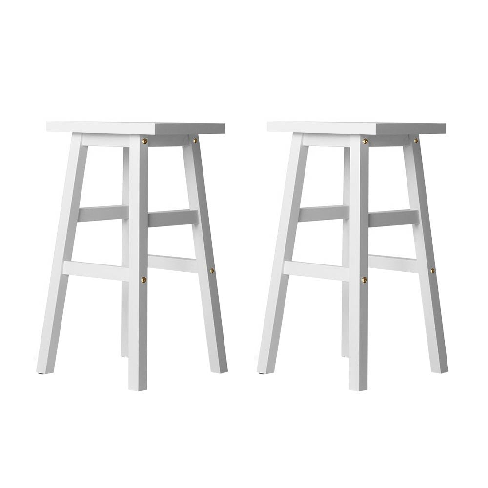 Set of 2 Baden White Wooden Bar Stools