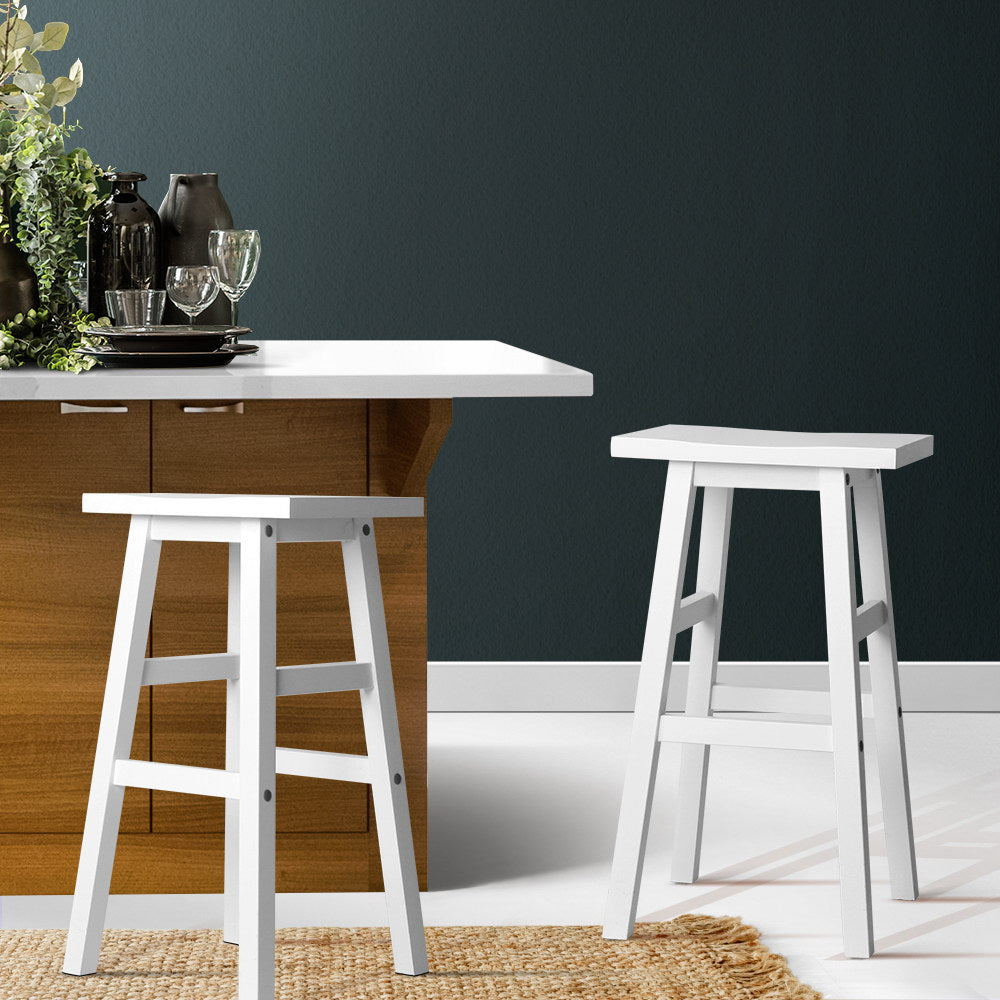 Set of 2 Baden White Wooden Bar Stools