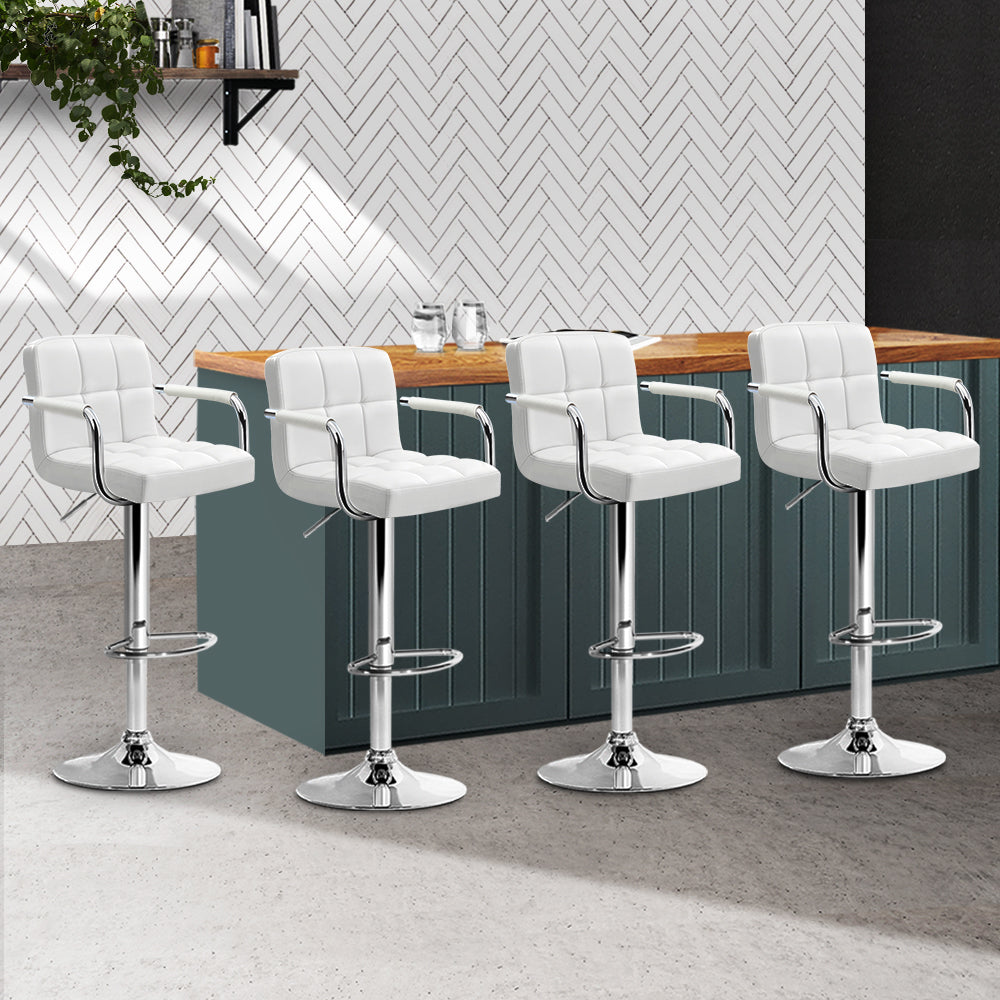 Set of 4 Carroll Leather Bar Stools w/Armrest