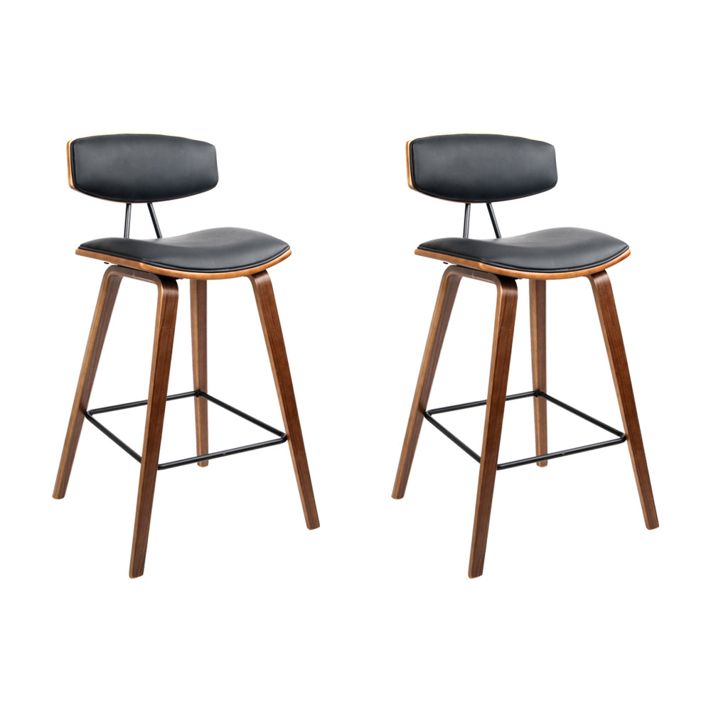 Set of 2 Apollo Leather Bar Stools w/Backrest