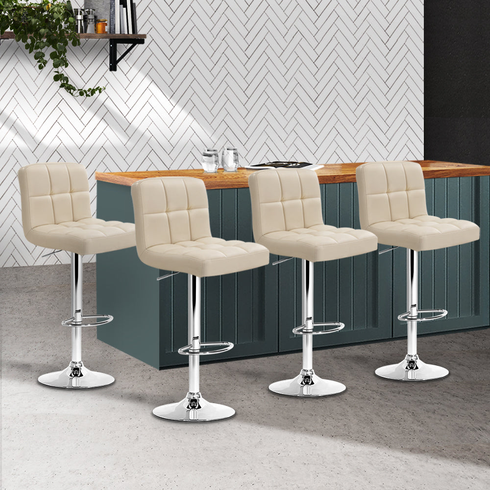 Set of 4 Chelsea Leather Bar Stools