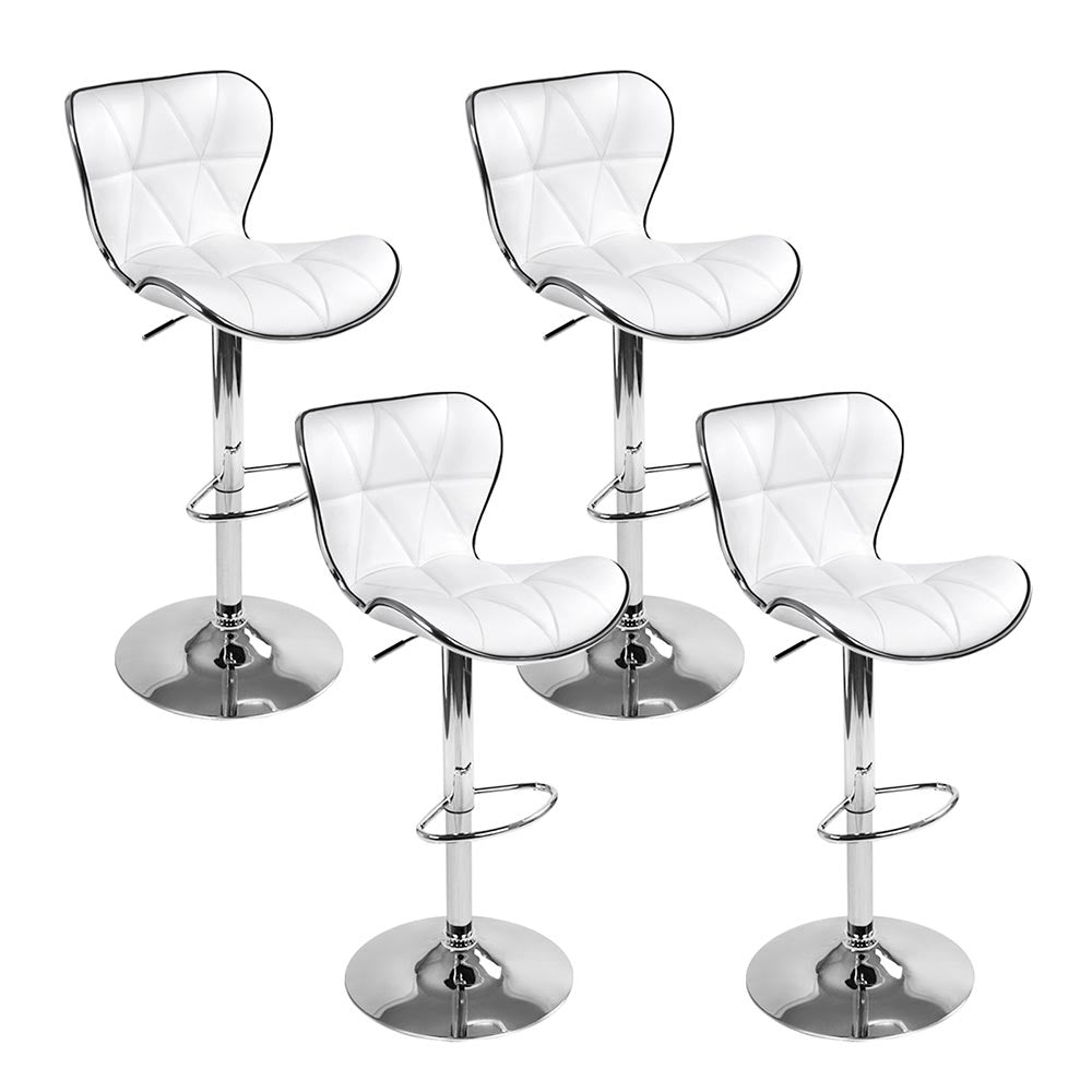 Set of 4 Carmine Leather Bar Stools