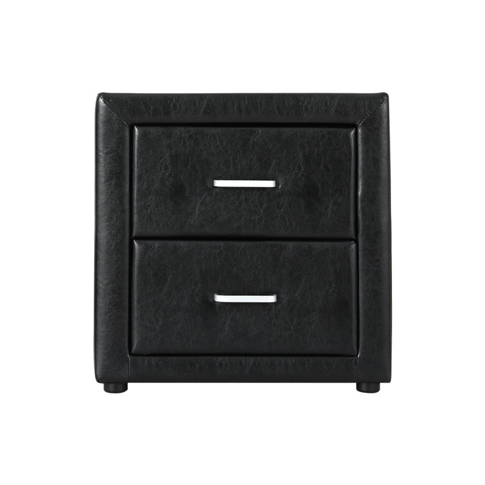 Ronald Black Leather Bedside Table