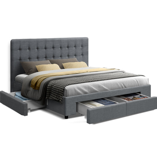 Mario Grey Bed Frame King Size with Storage