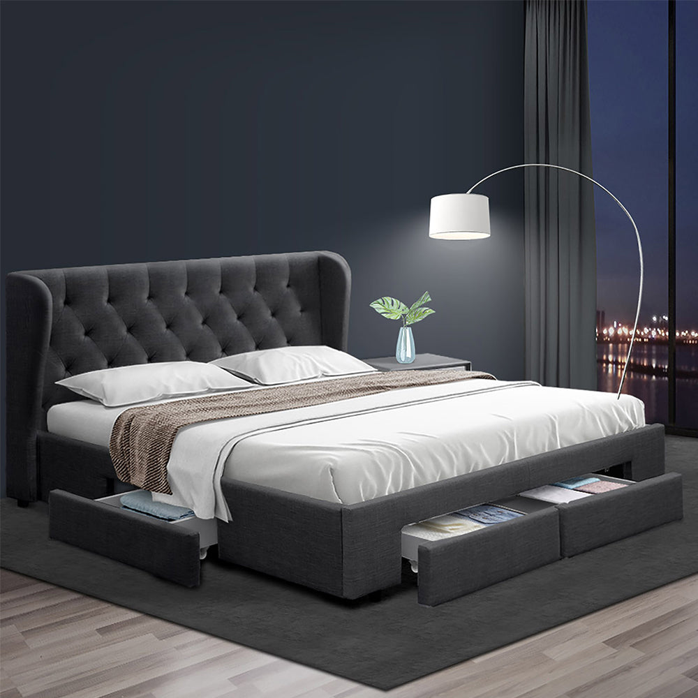 Dolly Charcoal Bed Frame King Size with With Storage