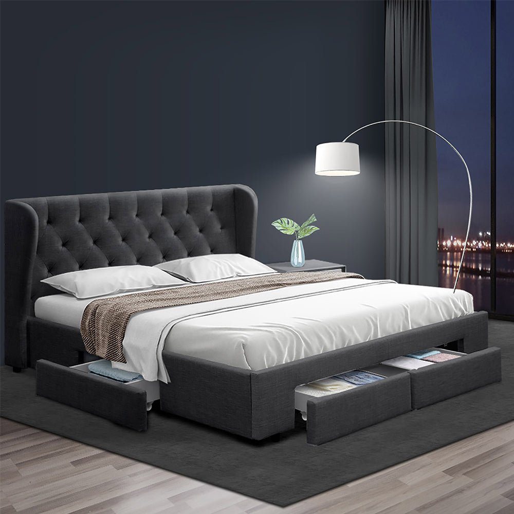 Dolly Charcoal Bed Frame Queen Size With Storage