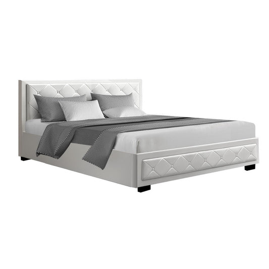 Cosima White Bed Frame King Size with Storage