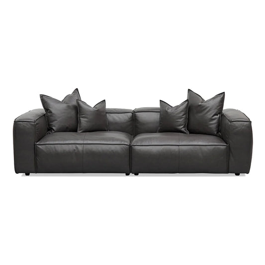 Channel 4 Seater Sofa with Cushion and Pillow -Shadow Grey Leather