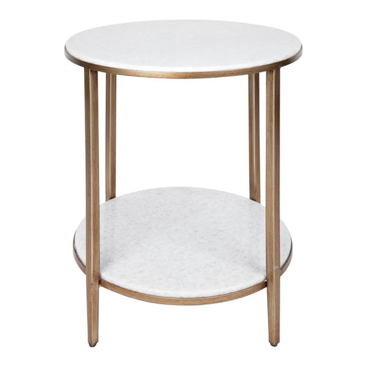 Chloe Stone Side Table - Antique Gold