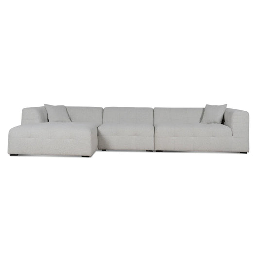 Clara 4 Seater Left Chaise Sofa - Pearl Boucle