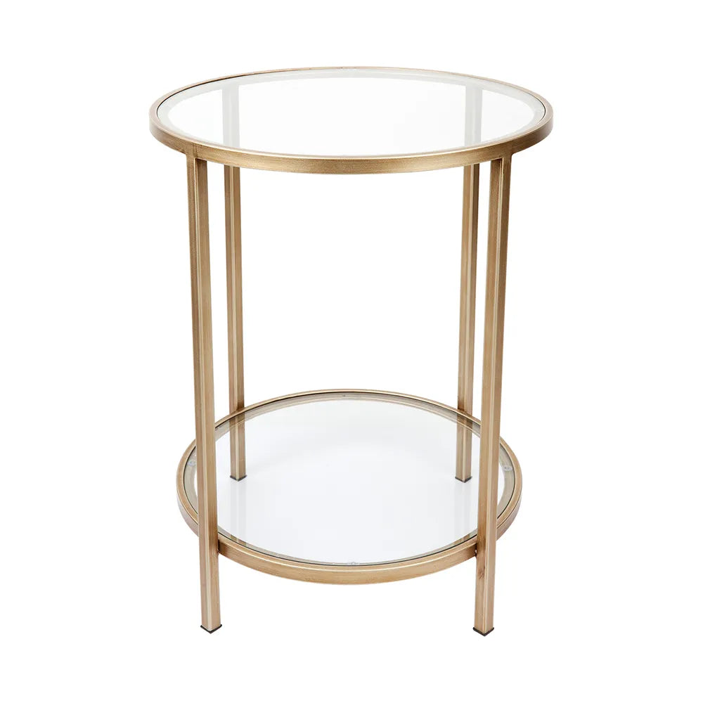 Cocktail Glass Round Side Table - Antique Gold