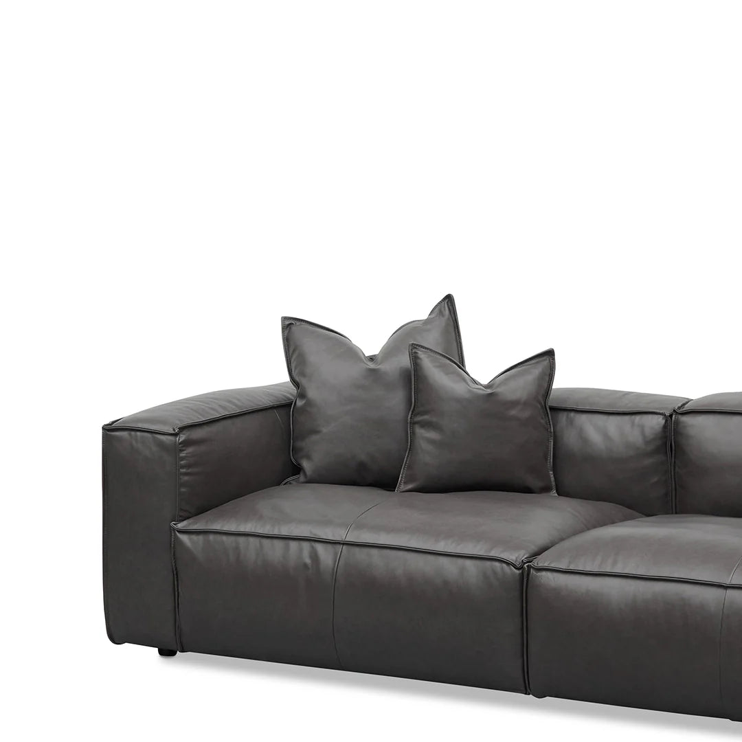 Channel 4 Seater Sofa with Cushion and Pillow -Shadow Grey Leather