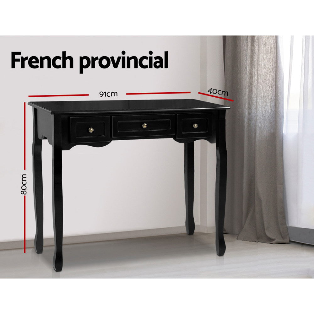 Elora French Provincial Console Table - Black