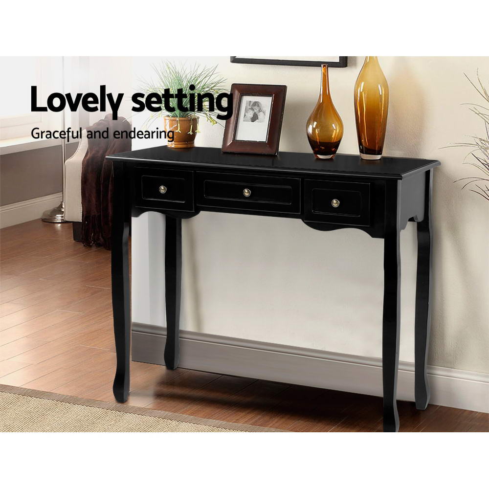 Elora French Provincial Console Table - Black