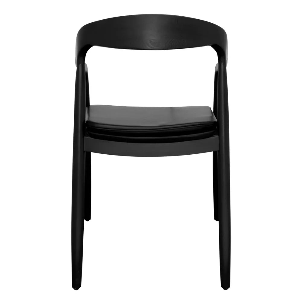 Astrid Ashwood Black Dining Chair Set of 2 - Black Leather