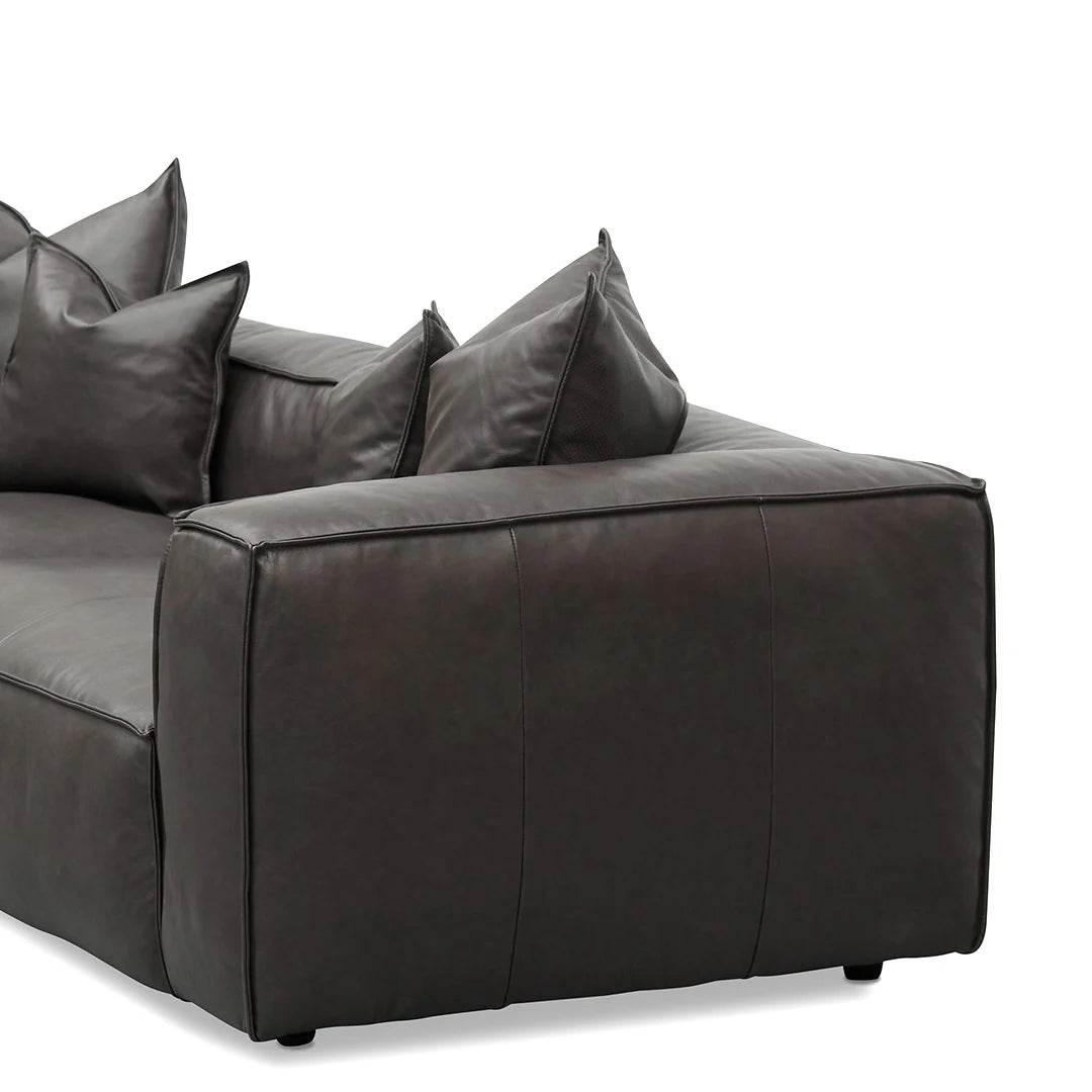 Channel 4 Seater Sofa with Cushion and Pillow -Shadow Grey Leather