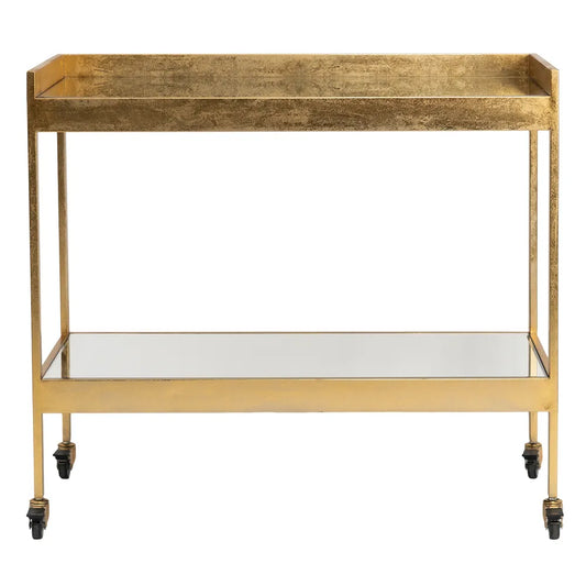 Fenton Mirrored Bar Cart - Gold Leaf