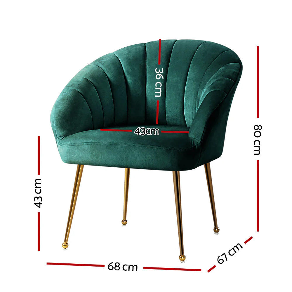 Eloise Accent Velvet Armchair - Green