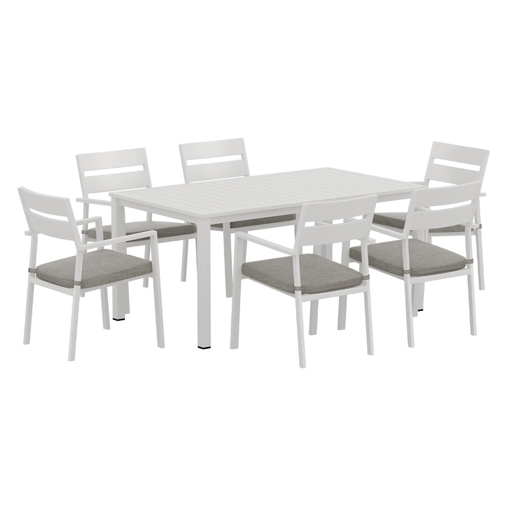 Caspian 7 Piece White Outdoor Dining Set