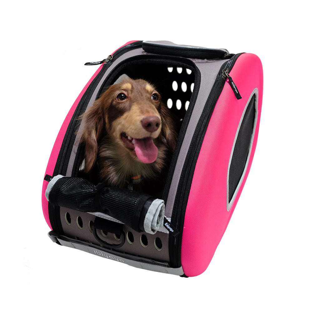 Ibiyaya Convertible Pet Carrier with Wheels - Hot Pink