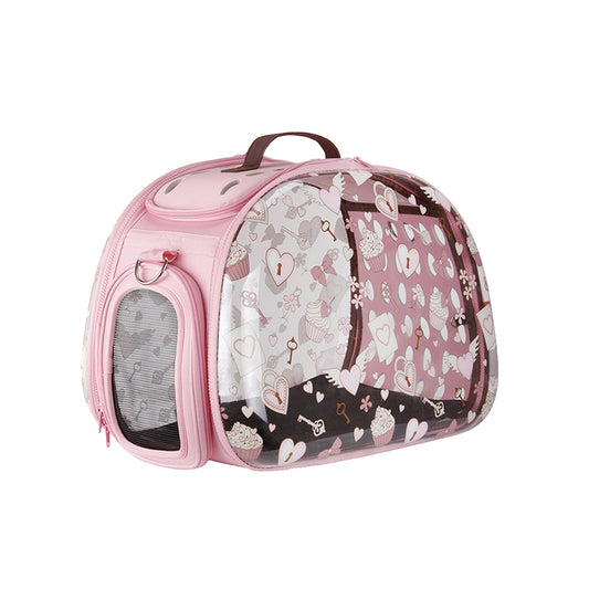 Ibiyaya Transparent Pet Carrier - Pink Valentine