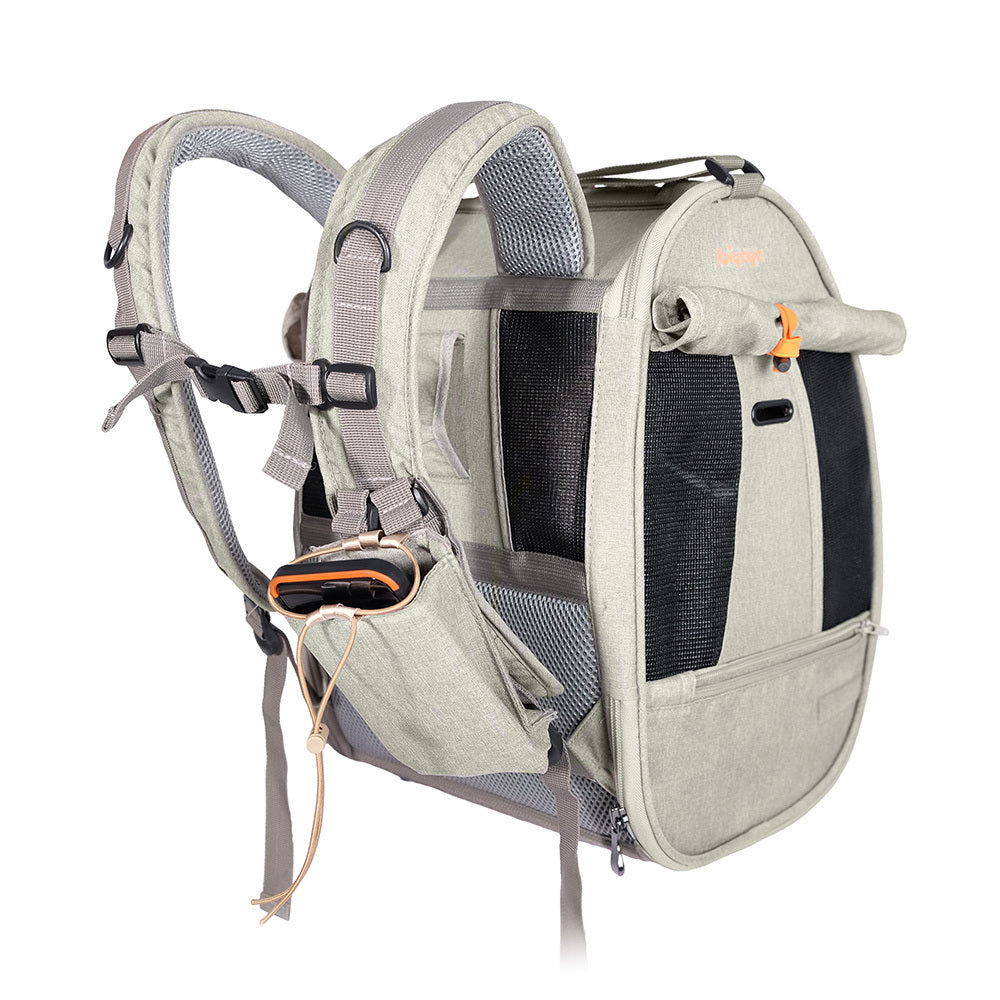 Ibiyaya Adventure Cat & Small Dog Carrier Backpack - Grey-Green