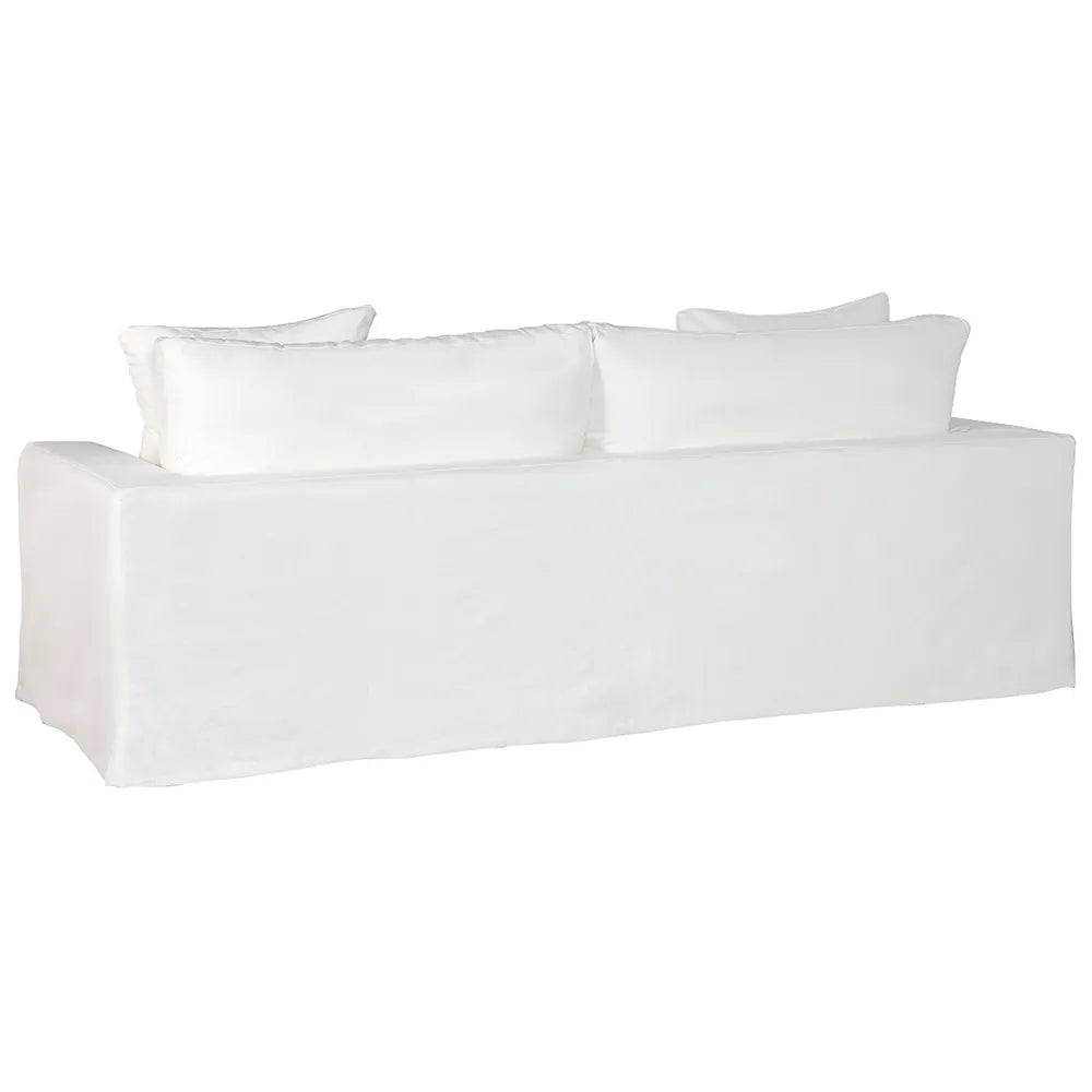 Bungalow 3 Seater Slip Cover Sofa -  White Cotton