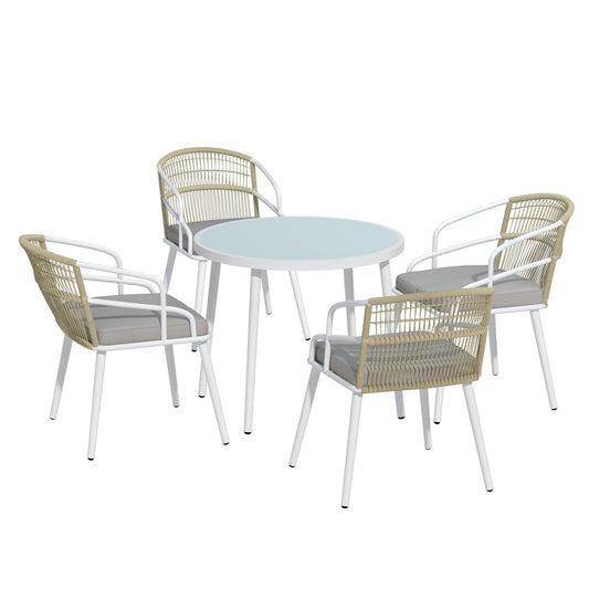 Cordelia 5 Piece White Outdoor Dining Set