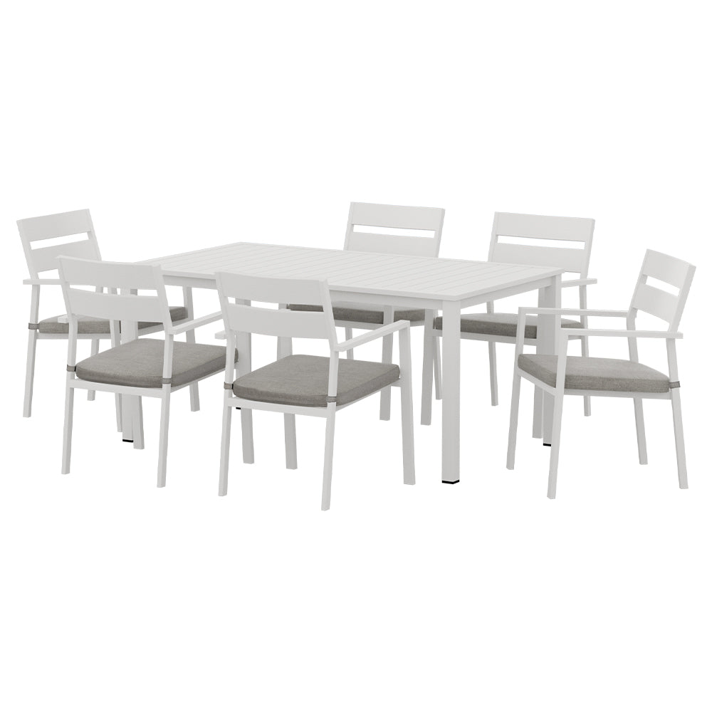 Caspian 7 Piece White Outdoor Dining Set