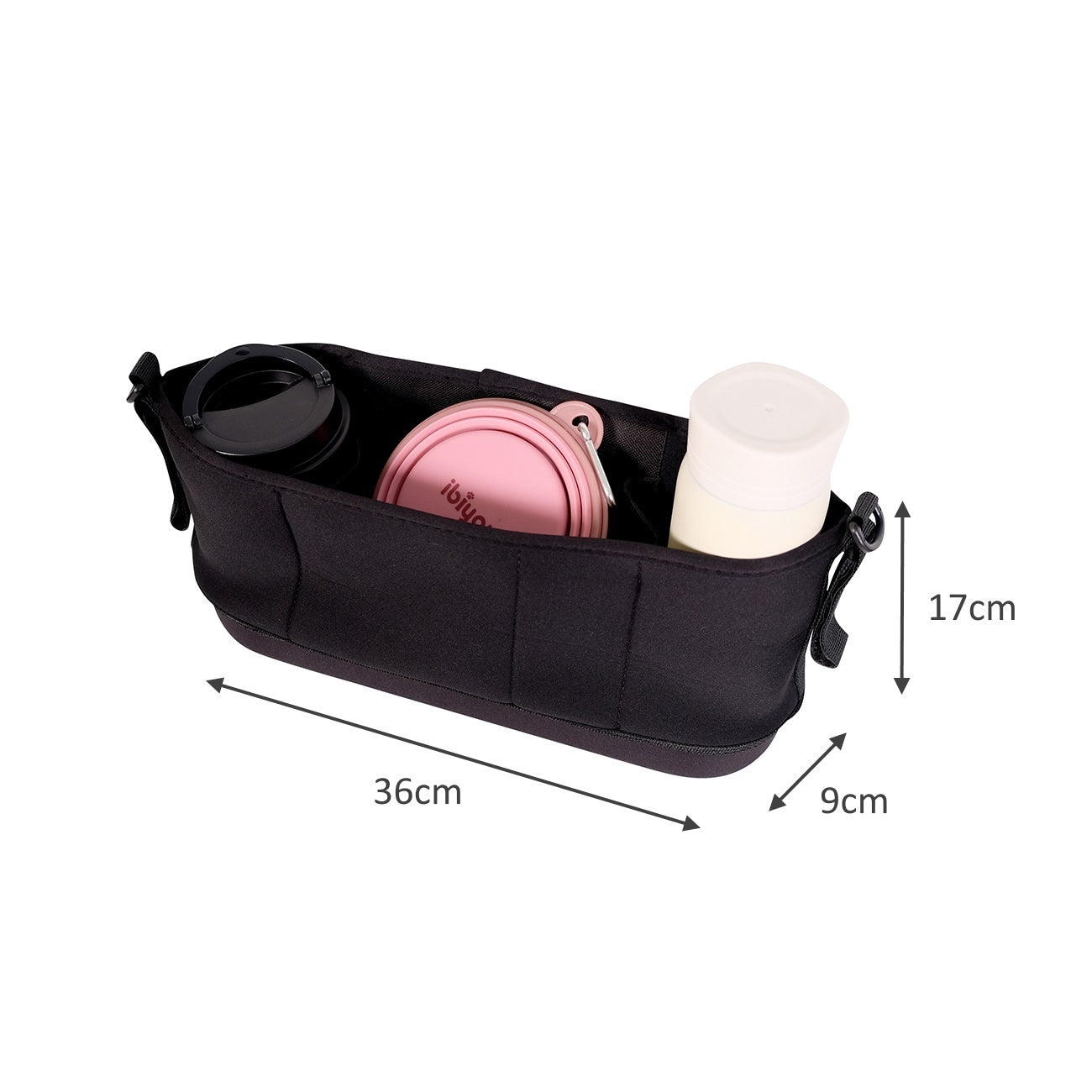 Pet Pram Organiser Stroller Pouch in Black