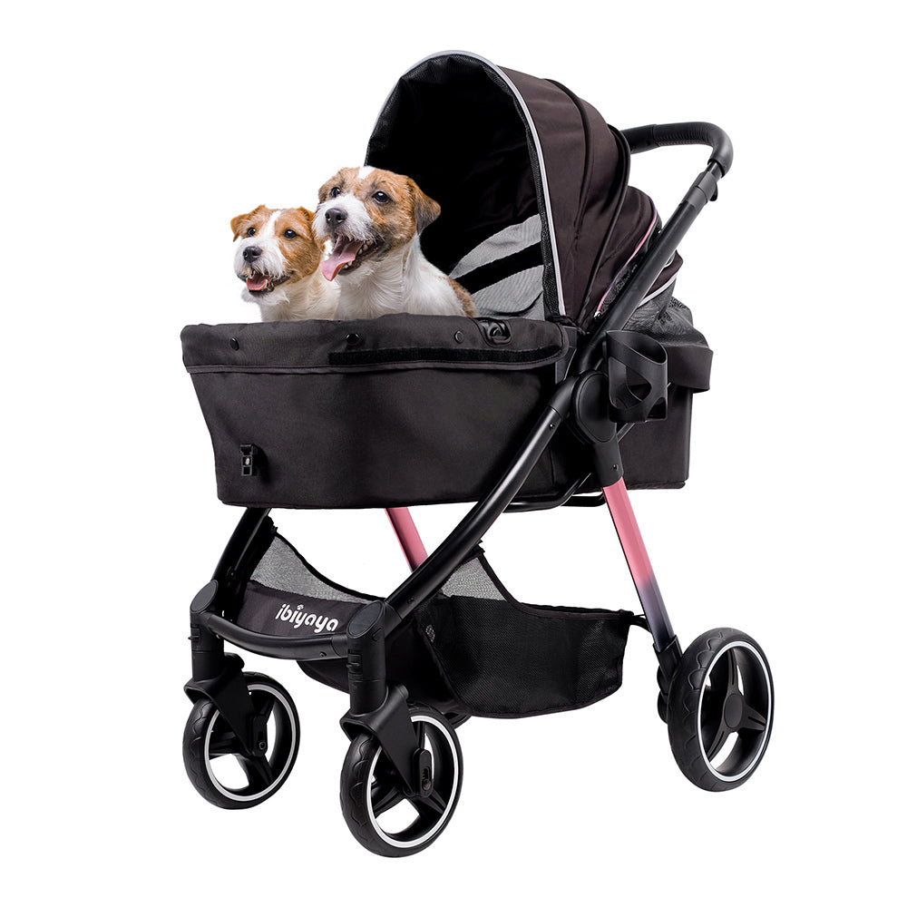 Ibiyaya Retro Luxe Folding Pet Stroller up to 30kg - Prism Black