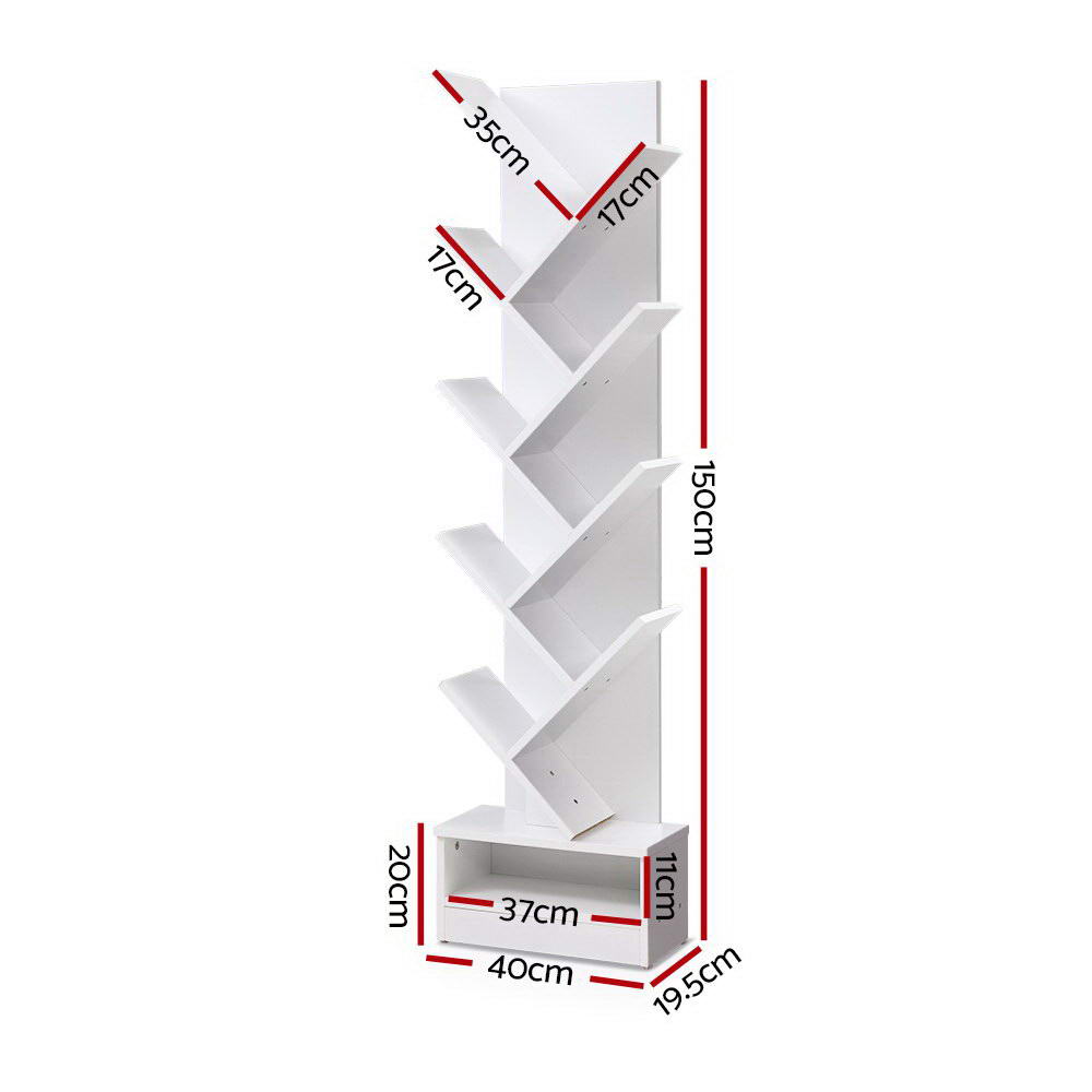 Asteron Tree Bookshelf 9 Tiers - White