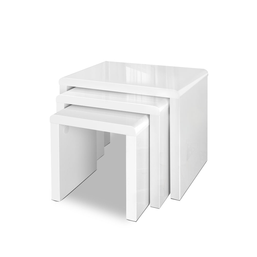 Lulu Glossy White Nesting Coffee Table - Set of 3