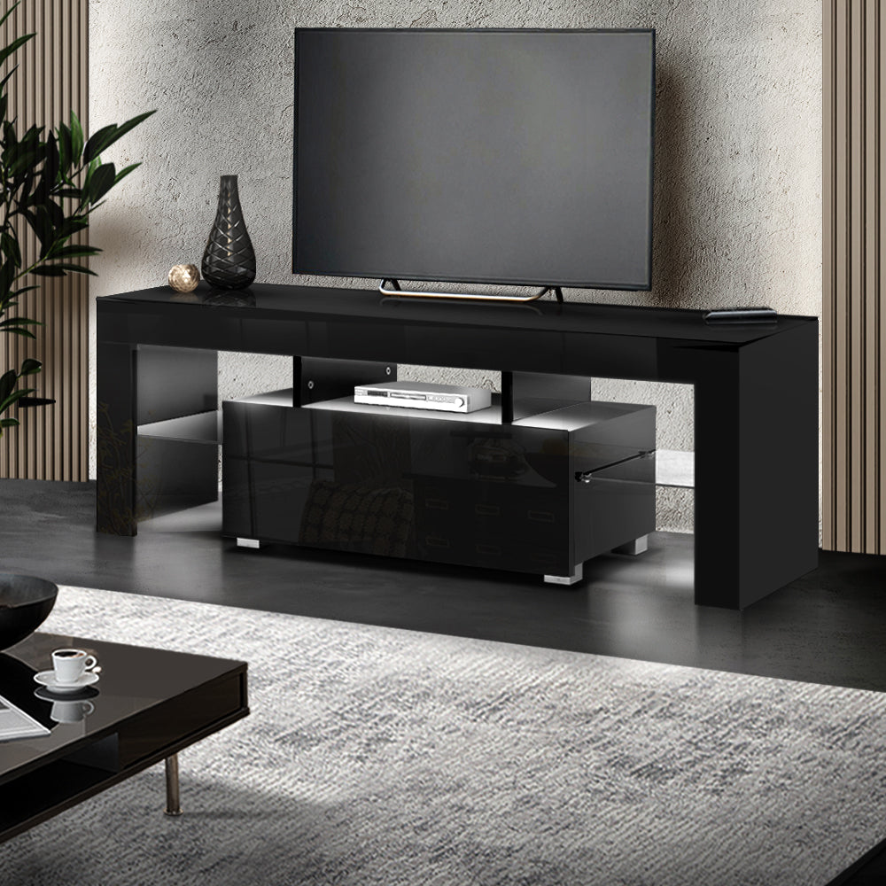 Black Elo Entertainment Unit TV Cabinet LED 130cm