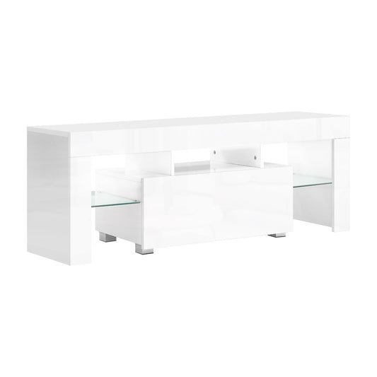 White Elo Entertainment Unit TV Cabinet LED 130cm