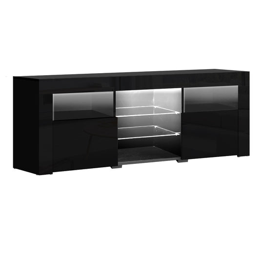 Black Bobi Entertainment Unit TV Cabinet LED 160cm