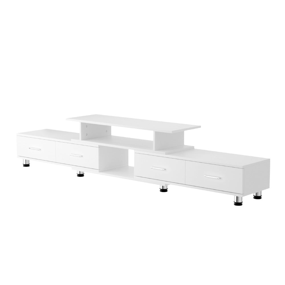 Kylie White TV Cabinet Entertainment Unit Stand Wooden 160CM To 220CM