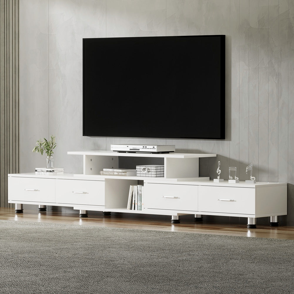 Kylie White TV Cabinet Entertainment Unit Stand Wooden 160CM To 220CM