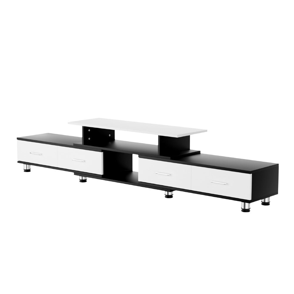 Kylie Black & White TV Cabinet Entertainment Unit Stand Wooden 160CM To 220CM