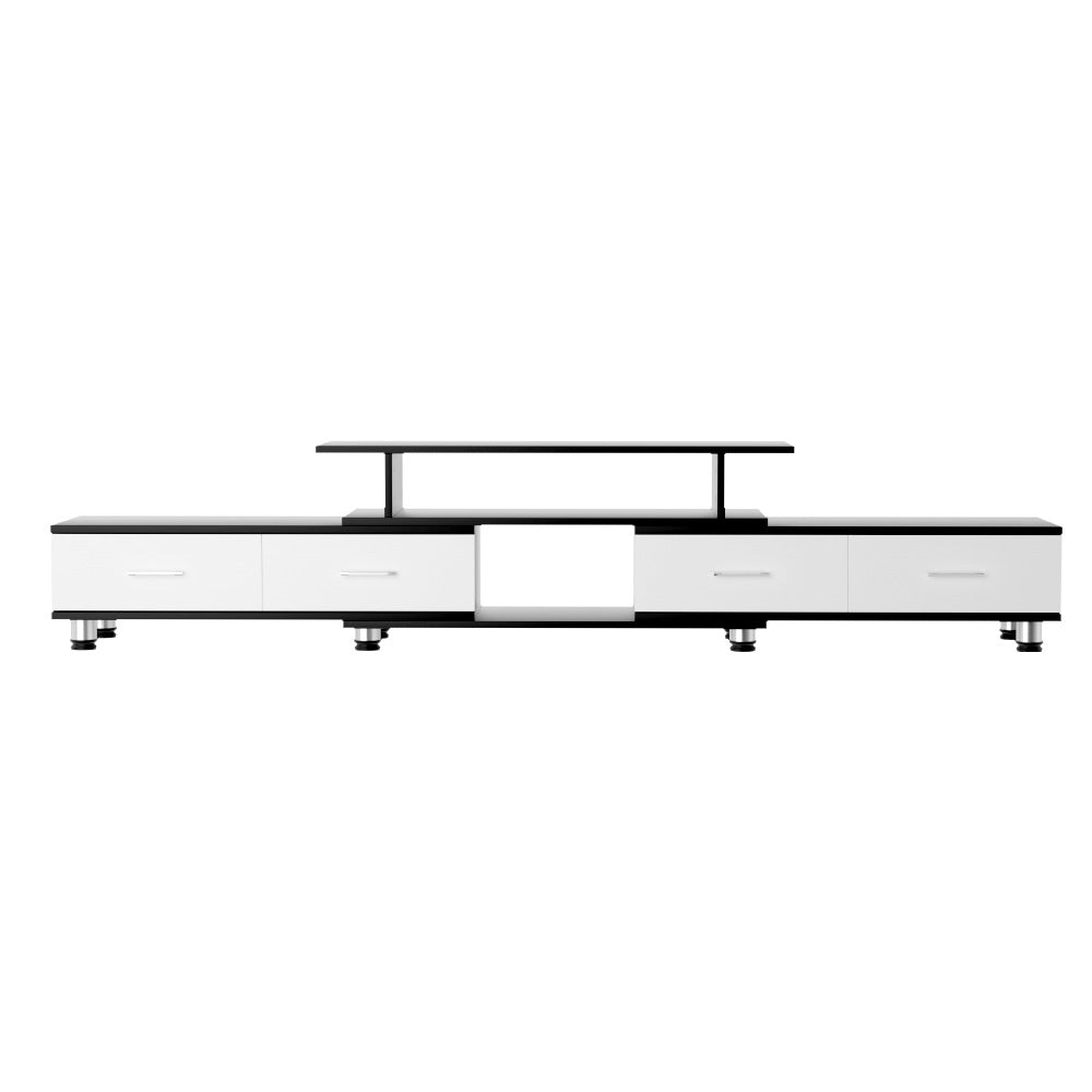 Kylie Black & White TV Cabinet Entertainment Unit Stand Wooden 160CM To 220CM