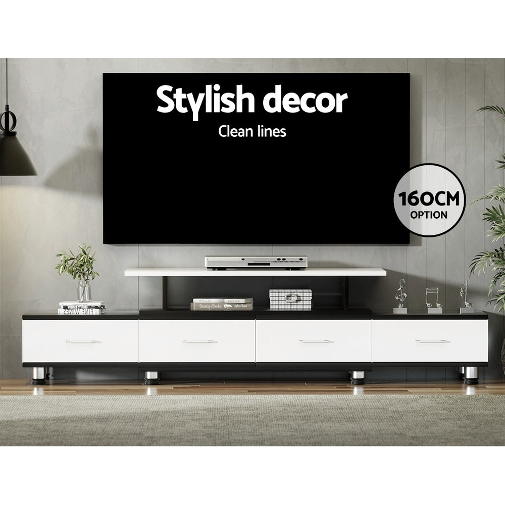 Kylie Black & White TV Cabinet Entertainment Unit Stand Wooden 160CM To 220CM