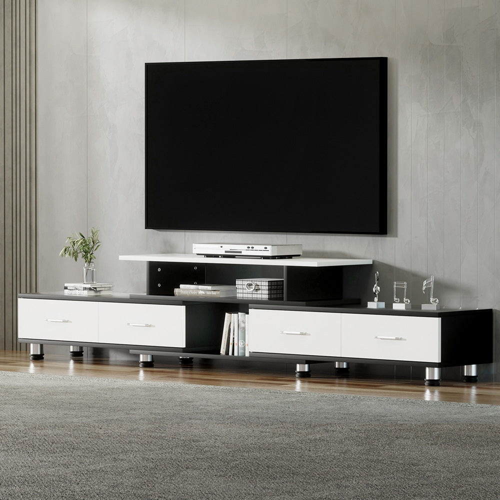 Kylie Black & White TV Cabinet Entertainment Unit Stand Wooden 160CM To 220CM