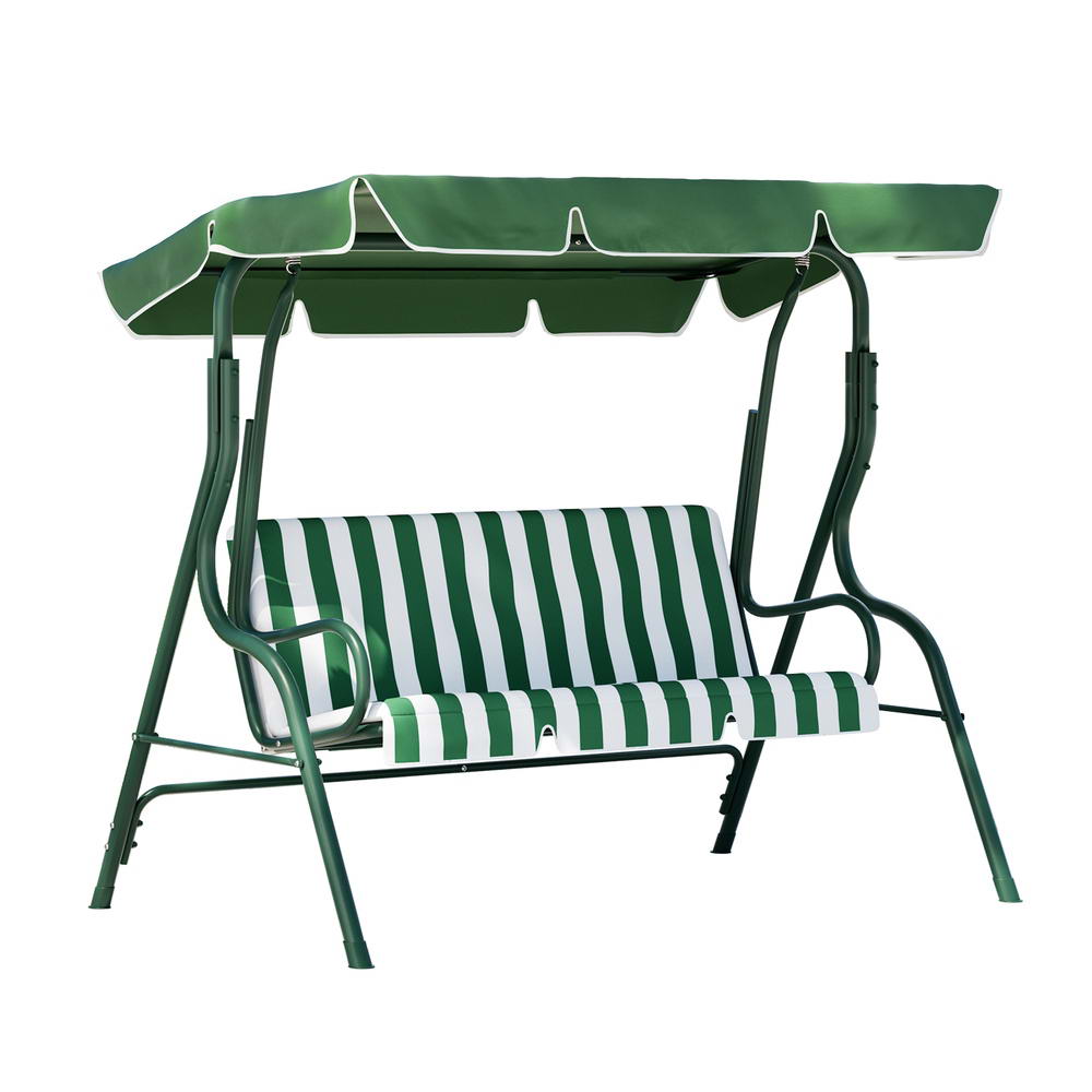 Camila White Green Outdoor Canopy Swing Chair