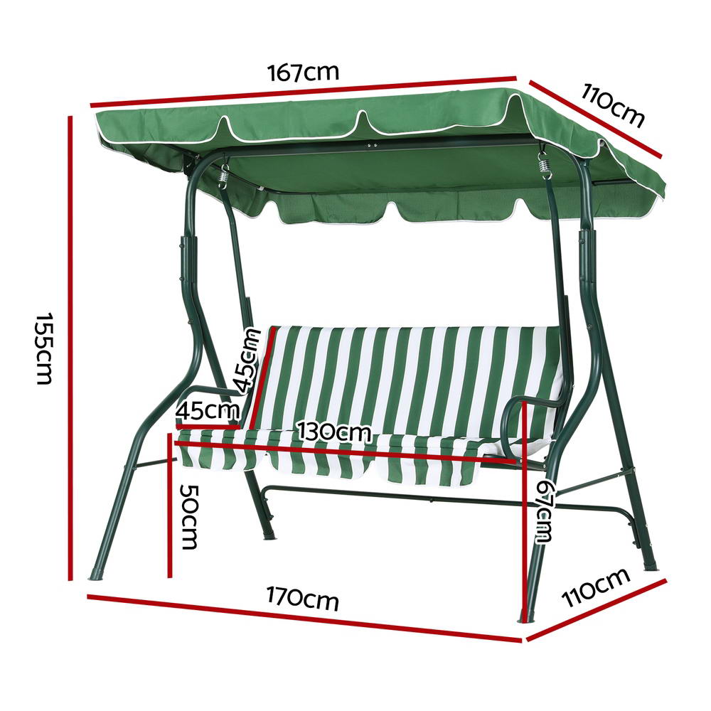 Camila White Green Outdoor Canopy Swing Chair